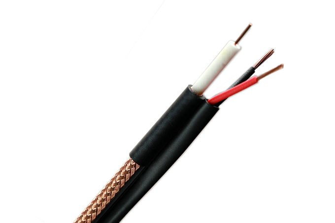 RG59/U CCTV Coaxial Cable 20 AWG BC 95% CCA Braid + 2 x 0.75mm2 CCA Power CMR