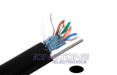 China UTP CAT5E 24 AWG Bare Copper UV-PE Black with Messenger for Security Camera supplier