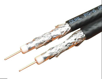 China Dual RG6 Quad CATV Coaxial Cable 18 AWG CCS 60% AL Braid CM Rated PVC Jacket supplier