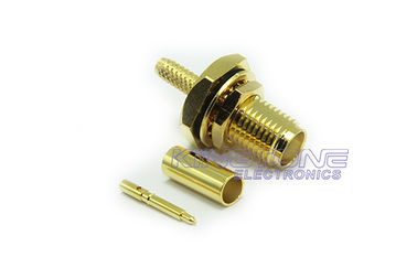 Gold SMA Male Female Coaxial Connectors Bulkhead Crimp Style with Reverse Polarity Plug supplier